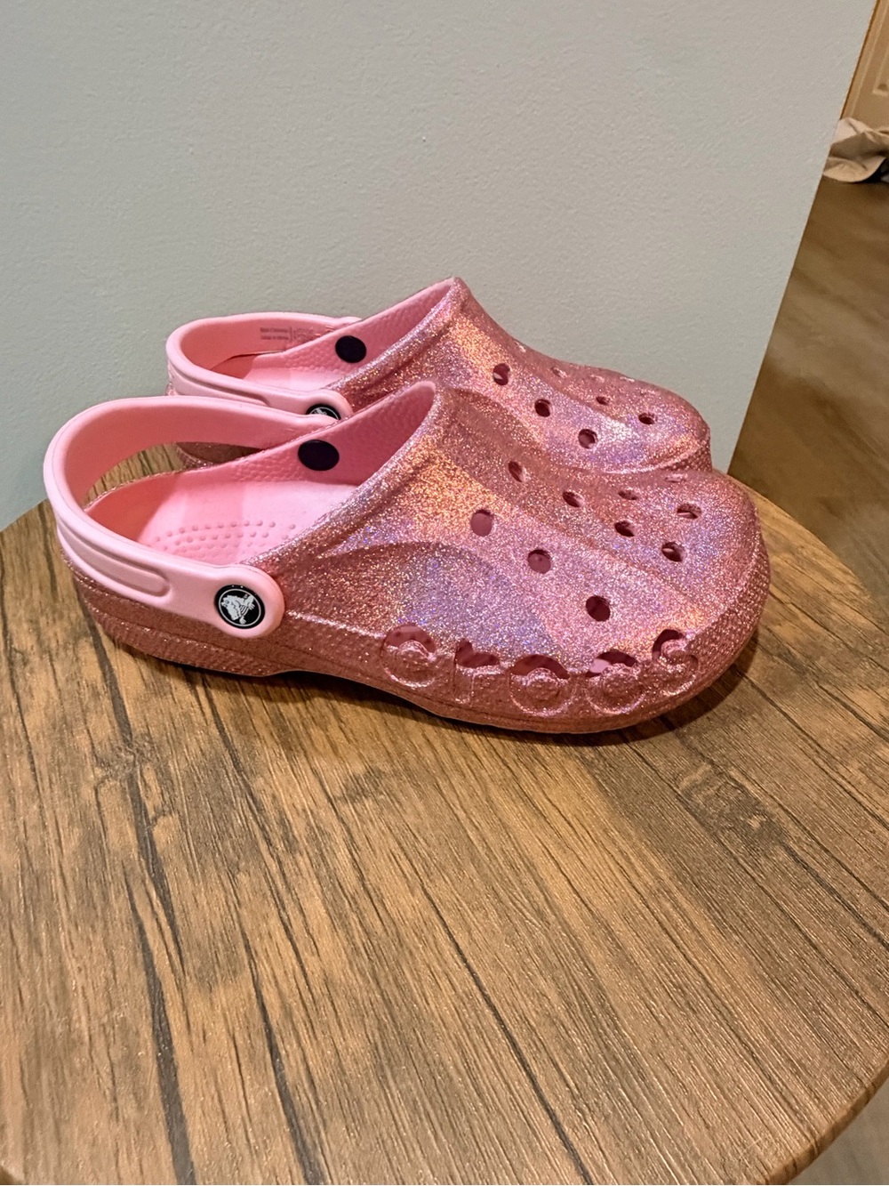 Pink Holographic Glitter Crocs- Women's
